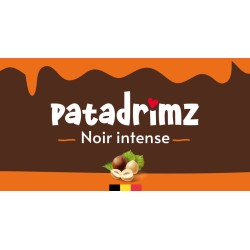 Face avant étiquette Patadrimz Noir intense, pâte à tartiner bio noisette chocolat noir